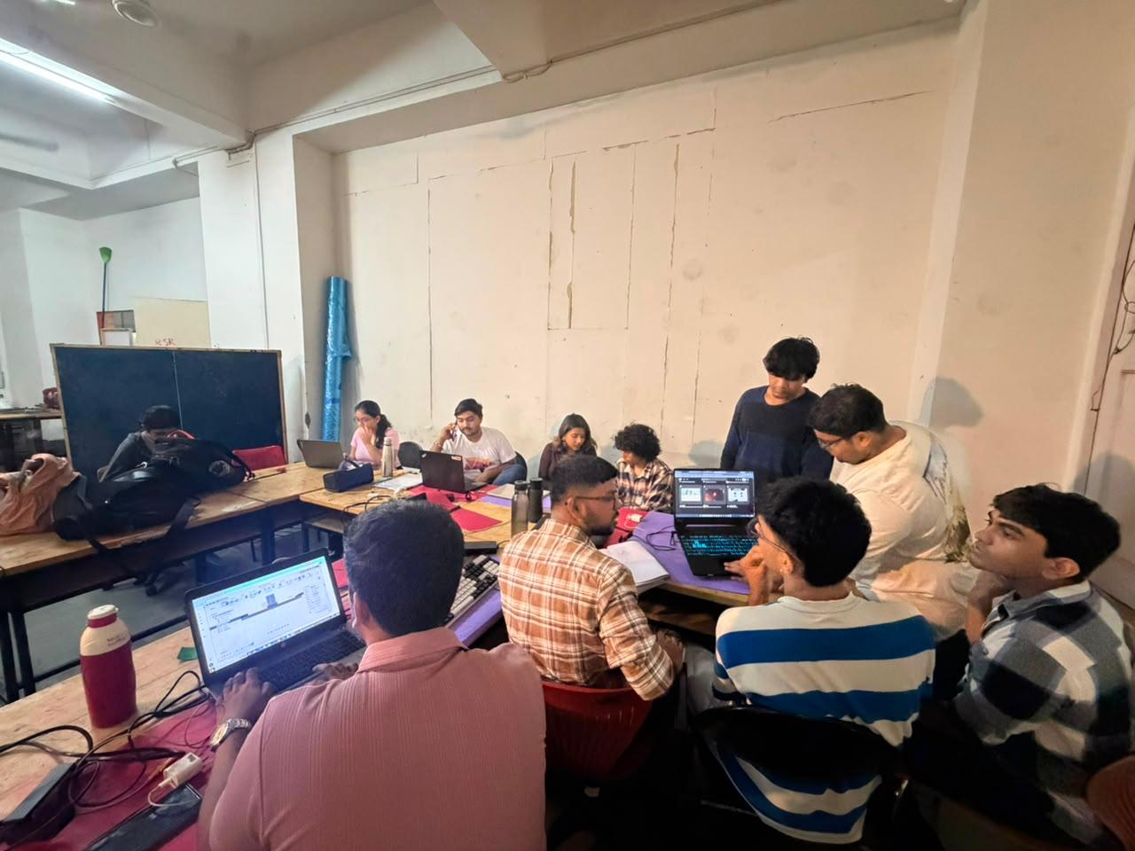 Team working around table
